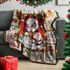 Christmas Throw Blanket, Red Santa Claus Snowman Print Blanket Throw,