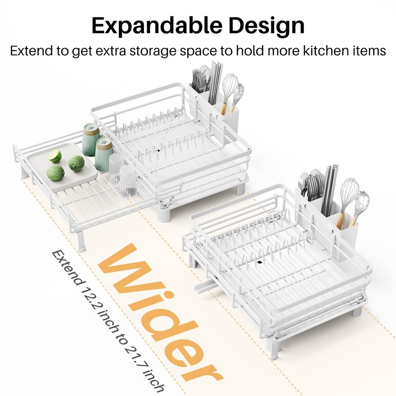 SNTD Dish Drying Rack - Extendable Dish Rack, Large Sink