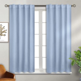 BGment Rod Pocket and Back Tab Curtains for Bedroom - Thermal Insulated Room Darkening Curtains for Living Room, 2 Window Curtain Panels (38 x 54 Inch, Spa Blue)