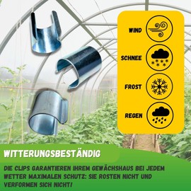 JARDEN© Set of 20 Greenhouse Clips, 25 mm, Galvanised Clips for Greenhouses, Metal Clips for Films, Greenhouse Accessories, Storm Proof Attachment