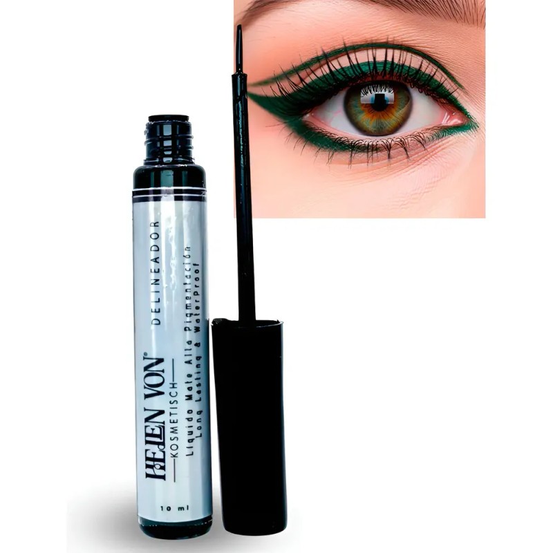 Delineador Líquido Mate Verde Oscuro Helen Von Larga Duración 10g