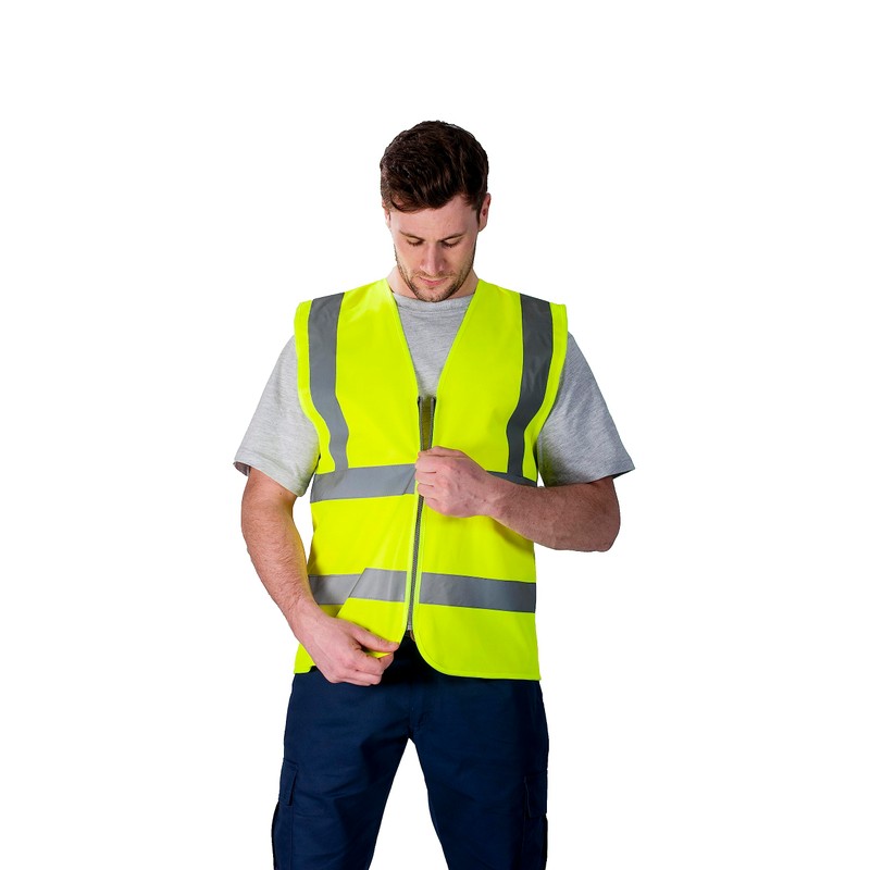 Portwest C375YERL Hi-Vis Zipped Vest, Large, Yellow