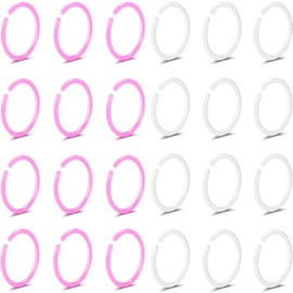 Meniala Anti-Allergy Plastic Hoop Ear Retainers, Unisex Nose Rings for Sensitive Ears & Skin, Clear, Black, Pink, 20 Gauge (2in1-Pink-Clear)