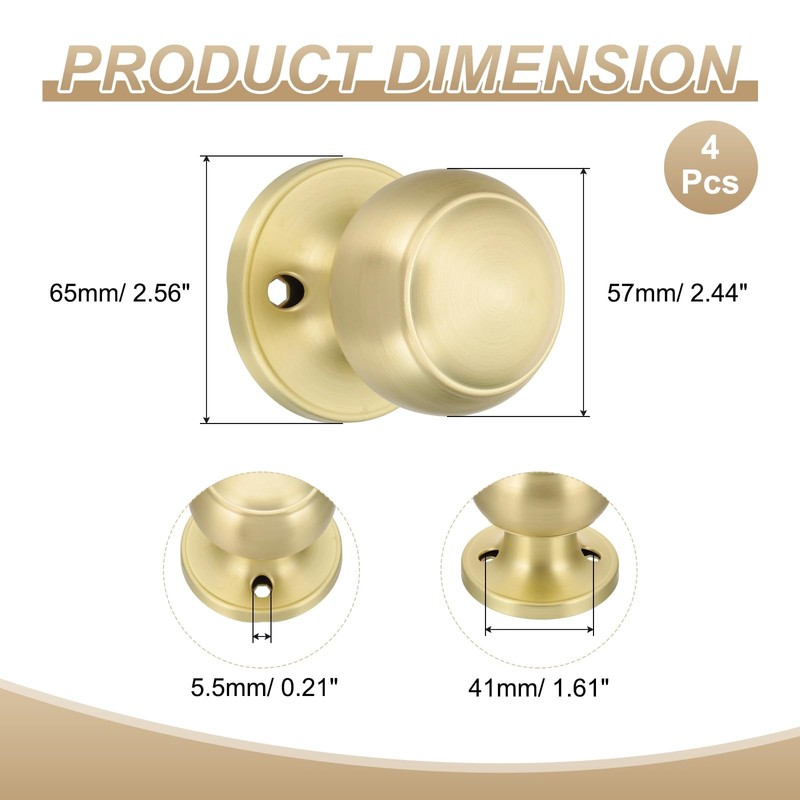 PATIKIL 4 Pcs Dummy Door Handles Round Stainless Steel Knobs