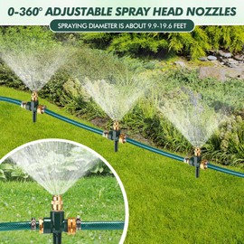 Landical Above Ground Irrigation Garden Sprinkler System 3 Pack Lawn Sprinkler and 32.8 ft Garden Hose Drip Irrigation System Garden Watering System DIY Plant Watering Set for Yard(Dark Green)