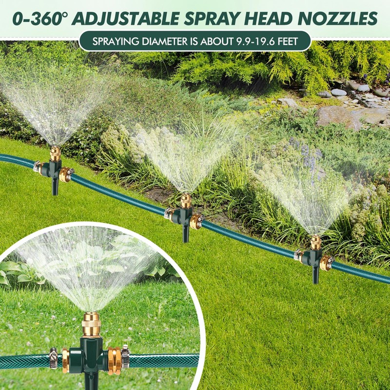 Landical Above Ground Irrigation Garden Sprinkler System 3 Pack Lawn
