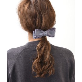 Vingtaine H7403-GY Ruffled Ribbon Barrette, Cute, Adult, Cute, Hair Clip, Head Access