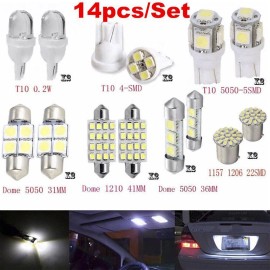 realtop3 14x LED Car Interior Kit for Map Dome License Plate Lights Lamp White Bulb