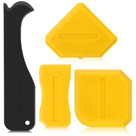 4 Pieces Silicone Caulking Tool Set Sealant Finishing Tool Grout Scraper Caulking Removal Tool for Kitchen Bathroom Floor Sink Joint Sealant Sealing,Reuse and Replace (Yellow)