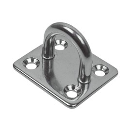 Lomo 6mm Stainless Steel D Ring 316 Marine Grade Wall Mount U Eye Plate 4 pack - Square Pad -