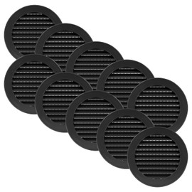 Vent Systems 4'' Inch - Pack of 10 - Black Soffit Vent Cover - Round Intake or Exhaust Air Vent Louver with Screen Mesh - Air Supply HVAC Ventilation for Bathroom, Home Office, Kitchen