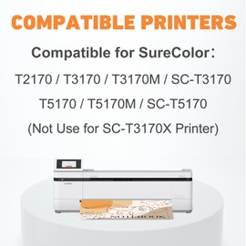 hehua Pigment T40V Ink Cartridges T40W Inks T40 T40V120 T40V220 T40V320 T40V420 (4 Pack,BK/C/Y/M) Compatible for SureColor T5170 Ink Cartridge T2170 T3170 T3170M SC-T3170 T5170M SC-T5170 Printers