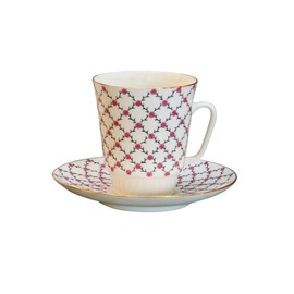 Lomonosov Bone China Porcelain May Coffee Set Pink Net 2pc 5.6 fl.oz/165 ml