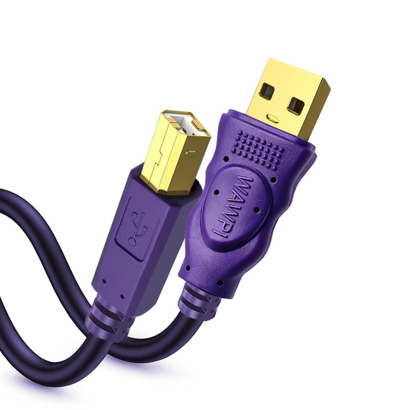 wawpi Printer Cable, USB 2.0 Cable A-Male to B-Male for