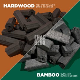 Dual Pack CHARBLOX Classic/Dragon Fire Bamboo Charcoal Logs - 100% Natural, Sustainable, Grilling/BBQ/Smoker/Big Green Egg/Kamado/Ceramic Grill/Kettle Grill/Robata, Thai/Binchotan Alternative (20LB)