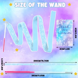 Soulchen 20 Pack Pink and Green Witch Party Favors Witch and Princess Theme Wands with Thank You Cards Pink Green Dance Ribbons Birthday Party Favors Dance Streamers Rewards Gift (Snowflake)