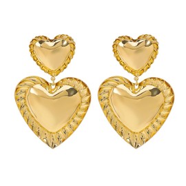 XFSRG Golden/Silver Heart Earrings for Women Hanging Earrings Pendant Earrings Jewellery Small Earrings Hanging Women's Jewellery Gifts, Zinc