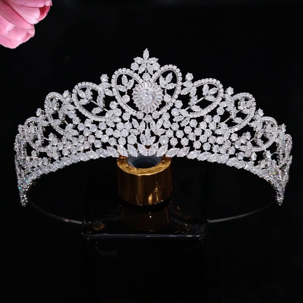 Jorsnovs - Tiaras de circonia cúbica con forma de corazón,