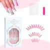QQPPOLIU Pink Press on Nails Long Coffin with White French