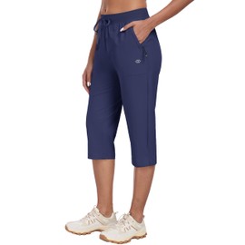 MoFiz Capris for Women Lightweight Women Capri Pants Travel Hiking Casual Summer Pants with Zip Pockets Navy Blue XL