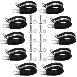 TOMSHIELE 10PCS 1 Inch Cable Clamps with Rubber Cushioned, Stainless Steel Pipe Clamp with Screws Accessories, 304 SS Pipe Clamp, Rubber Clamp to fix hoses and pipes on vehicles or ships
