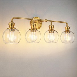 Mateyrie Stylish Vintage Vanity Lights Bathroom Lighting Fixtures 4 Lamps Modern Vanity Lighting Fixtures (Bulb Not Included), Gold
