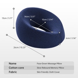 xiaomubiao Face Down Pillows for Massage Table, Massage Headrest for Bed, Face Pillow for Stomach Sleeping, BBL Pillow After Surgery Post Eye Surgery & Vitrectomy Recovery, Removable Cover Navy Blue