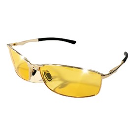 luckinsell Night Sunglasses, Men's Night Driving Glasses, UV400, Night Sports Sunglasses, Ultra Lightweight, Outdoor, Day and Night Use, Yellow Lens, gold frame