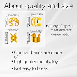 Ymapinc 40Pcs Hair Cuffs for Braids, Gold Hair Jewelry for Braid Accessories Golden Loc Jewelry Clips Metal Dreadlock Braided Charms Decoration for Women Girls Non-Piercing Ear Clips