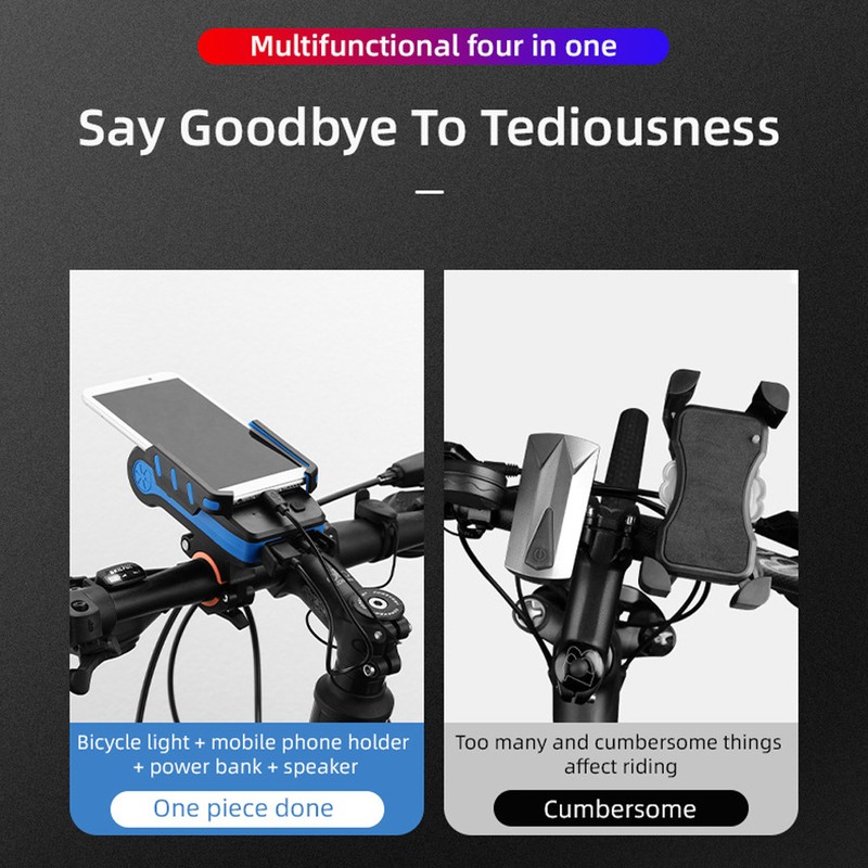 Bicycle Lights Four-in-one Riding Headlight Mobile Phone Holder With Horn