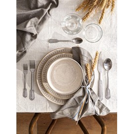 LE TAUCI Dinnerware Sets 12 PCS, Ceramic Plates and Bowls Set, Suit For Housewarming (10" Dinner Plate + 8" Salad Dish + 27 oz Cereal Bowl) x 4, Oven safe - Reactive Glaze Beige