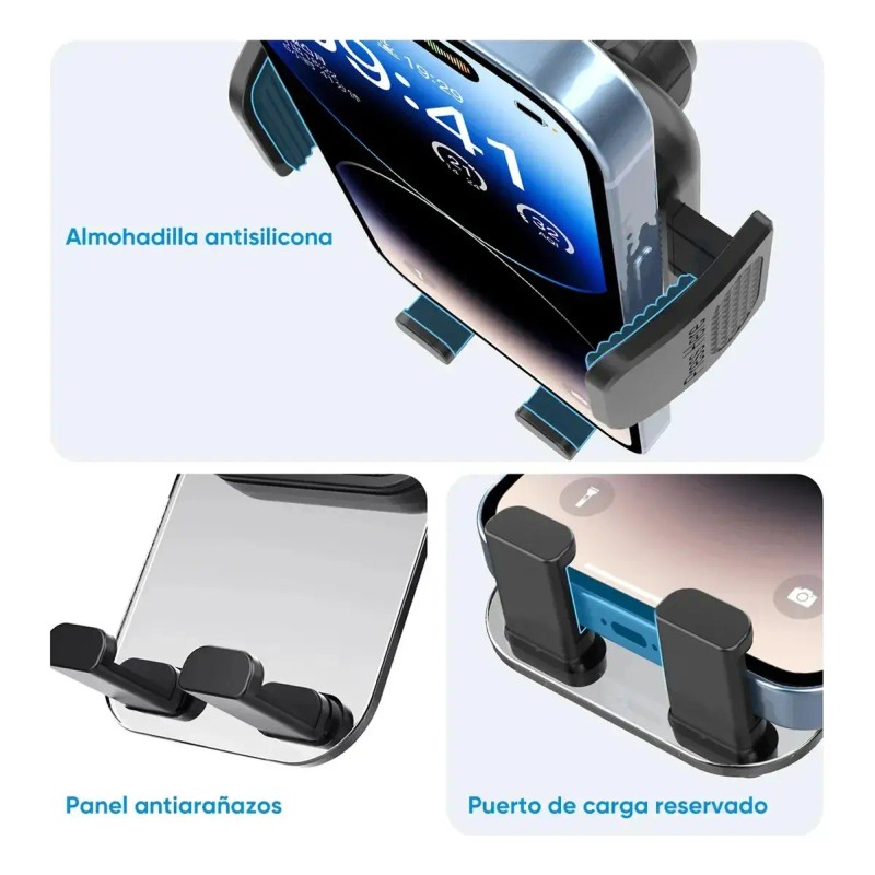 Soporte Celular Auto 3 en 1 Base Telefono Tablero Rejilla