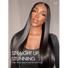 LUVME HAIR Silky Straight 13x6 Lace Front Wigs Human Hair Glueless Wigs Human Hair Pre Plucked Pre Cut Long Black Wig Lace Wigs Frontal Wigs Human Hair Black Hair