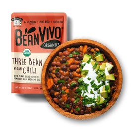 BeanVIVO Three Bean Vegan Chili – Plant-Based, Protein-Packed, Ready-to-Eat Meal - Size: 10oz (6-Pack)