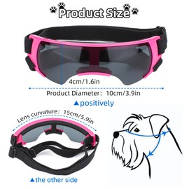 Dog Sun Protection Glasses, Sunglasses for Small Dogs, Eye Protection Glasses, Wind Protection Glasses, UV Protection, Anti-Fog, for Motorcycle, Dog Bicycle Basket, Convertible (Pink)
