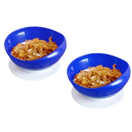pekokavo 5.8" Anti-Spill Suction Bowl for Seniors, Non-Slip No Tip Adaptive Feeding Bowl for Elderly, Disabled Adults, or Parkinson's, Pack of 2 (Blue Bowls)