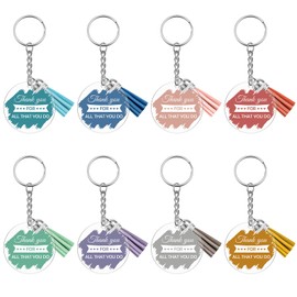 Ximalun 8Pcs Thank You Keyrings Teacher Appreciation Gifts Thank You Gifts for Employee Coworker Mentor Nurse Social Worker Secretary Boss Leader Leaving Job Farewell Retirement Gift