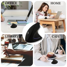 Wireless Mouse Ergonomic Vertical Ergo Upright Silent High Presion Optical Right Hand Cordless Mice for PC/Laptop/Macbook,with USB Receiver,6 buttons, 800/1200/1600DPI,Reduce Hand and Wrist Pressure