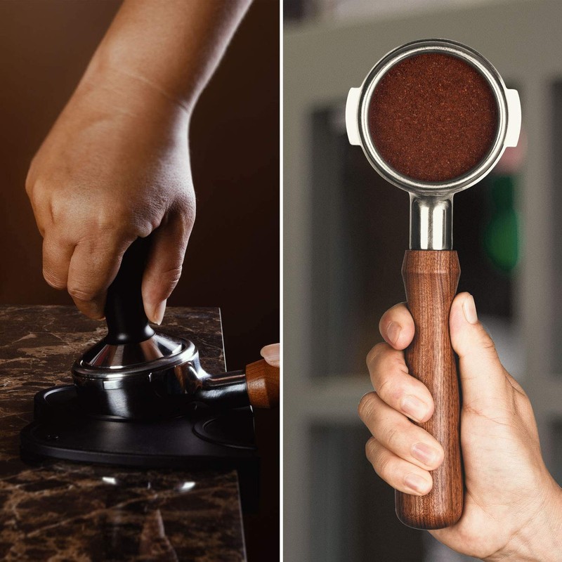 POEFT 58mm Coffee Tamper Stainless Steel Frosted Handle Flat Bottom