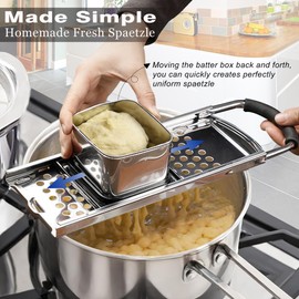 2 Pack Spaetzle Maker, METLUCK Premium Grade Stainless Steel Spaetzle Maker with Spider Strainer for Homemade Spaetzle German Egg Noodle Maker