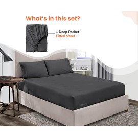 SGI bedding SGI bedding Luxury Alaskan King Fitted Sheet Only (108''x108'') Egyptian Cotton - 600 Thread Count, 15 Inch Deep Pocket Sateen Weave, Long Staple, Breathable, Soft and Premium Cotton - Dark Gray