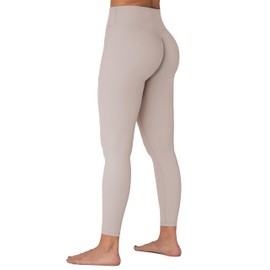 Sunzel Sunzfly Hidden Butt Scrunch Workout Leggings for Women, Butt Lifting High Waisted Gym Yoga Pants with Tummy Control 25" Beige Large
