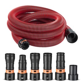 10FT Shop Vac Hose with 6 Adapter Attachments,Fits 1-1/4" Vacuum Cleaner Hose,Multi-Size Fittings 0.9" to 1-3/4",Universal Shop Vac Accessories (Please Confirm Hose Size Compatibility)