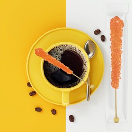 Fruidles Rock Candy Lollipops Pops Candy Suckers, Color and Flavor Assortment, Individually Wrapped, 6.5" (Orange, Pack of 12)