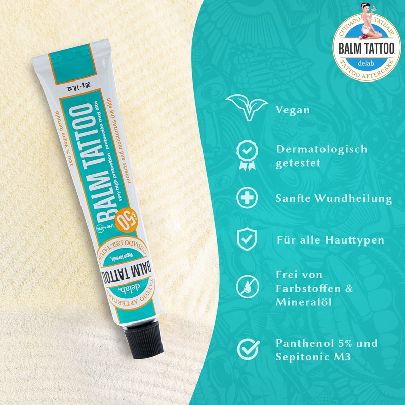Balm Tattoo - Sunblock Vegan Tattoo Aftercare with Extremely High