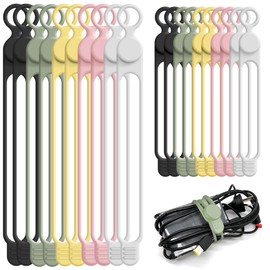Nearockle Silicone Cable Ties Cord Organizer for Cable Management, 20PCS 4.5" and 7.1" Reusable Cable Organizer Electronic Accessories for Home, Office, Kitchen, School, Travel (5 Colors)