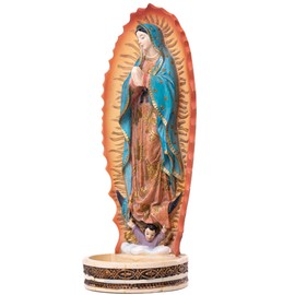 Virgen de Guadalupe Statues 8 Inch - Our Lady of Guadalupe Statue - Virgencita de Guadalupe Statues - Estatua de la Virgen de Guadalupe - The Blessed Virgin Mary Statue - Rosary Holder Holy Water Font