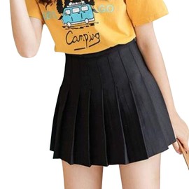 Kayotuas Women's High Waisted Pleated Skirts,Girls Casual Mini Skater Skirt Tennis School Uniforms Skirt Lining Shorts (X-Small,A-Black)