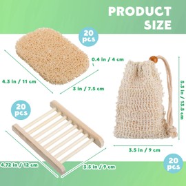 90 Pcs Soap Saver Set Including Wooden Dish, Exfoliating Bag, Saver Pads Bulk with Self Drain, Bar Soap Holder Mesh Bag for Shower Bath Home Toilet Kitchen Hotel Restaurant