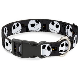 Buckle Down-DOWN Collar de Clip de plástico, Nightmare Before Christmas Jack Expressions Gray, 1.5" Wide - Fits 16-23" Neck - Medium